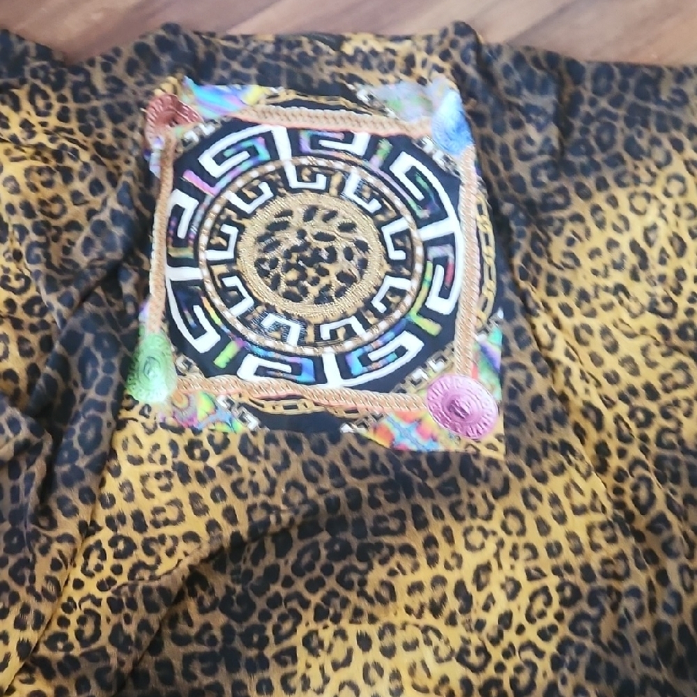 Versace Animal Print Swim Coverup with Vibrant Accents